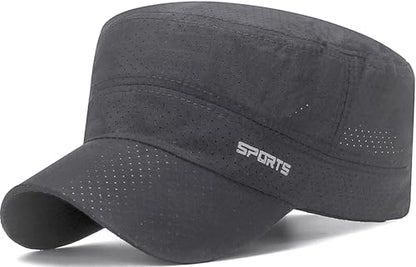 Quick Dry Army Cadet Cap Military Style Flat Top Hat for Men - color: Dark Gray
