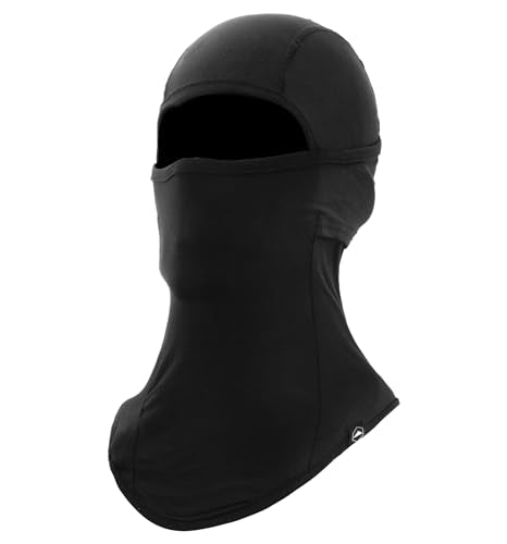Tough Headwear Balaclava Ski Mask - Breathable Face Mask for Men - Flexible Hinge Full Face Cover - Windproof Motorcycle Gear - color: Black