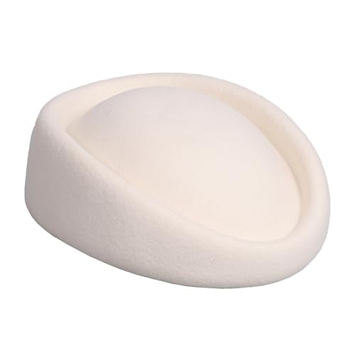 HIMESPORT Wool Felt Beret Derby Fascinator Hats for Women Ladies Church Tea Party Formal Wedding Pillbox Hat - color: White