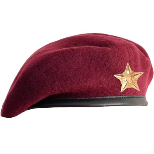 SILAK Traditional Army Style Cap with Metal Star Badge – Che Guevara Inspired, Woolen French Beret Hat for Men and Women - color: Maroon