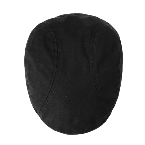 BOTVELA Men Cotton Twill Newsboy Flat Hat Fitted Cap - color: Black, size: 7 3/8