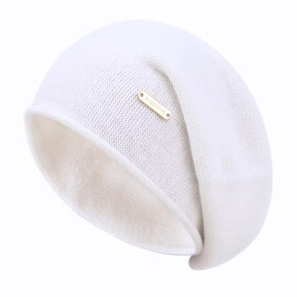 Knit Slouchy Beanie Hats for Women Cashmere Ski Cap Knitted Wool Soft Warm Winter Hat - color: A05-white