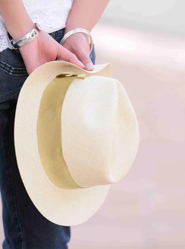 Gamboa Hatbands for Panama Hat Ribbon Hatband Cowboy Hats - color: Soft Beige, size: Small