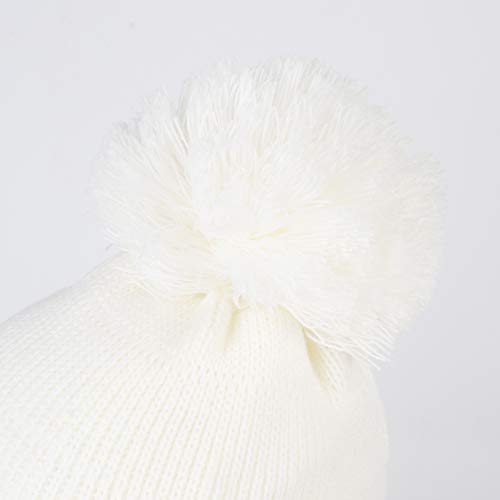 Baby Toddler Beanie Earflap Winter Hat Fleece Lined Knit Cap Girls Boy - color: White, size: 2-5T