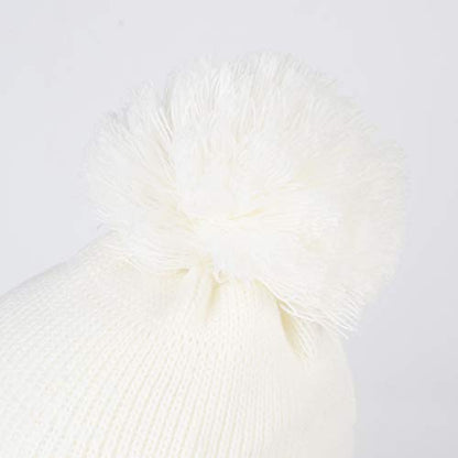 Baby Toddler Beanie Earflap Winter Hat Fleece Lined Knit Cap Girls Boy - color: White, size: 2-5T