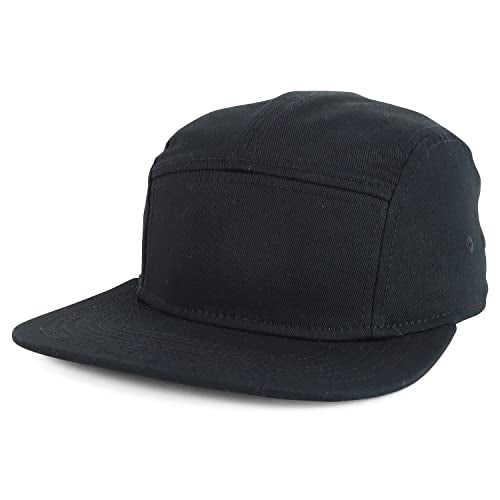 Armycrew 5 Panel Structured Firm Front Camper Snapback Cap - color: Black
