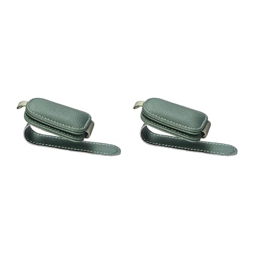 Yuoyar Magnetic Leather Sunglasses Holder for Car, 2 Packs (Green) - color: Green