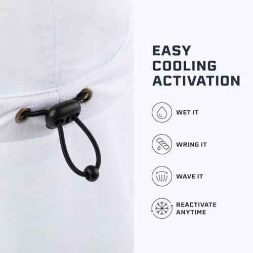 Cooling Sun Defender Sun Hat, UPF 50 UV Protection for Men Women, Wide Brim Outdoor Hat for Hiking, Fishing, Beach, Gardening - color: White
