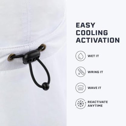 Cooling Sun Defender Sun Hat, UPF 50 UV Protection for Men Women, Wide Brim Outdoor Hat for Hiking, Fishing, Beach, Gardening - color: White