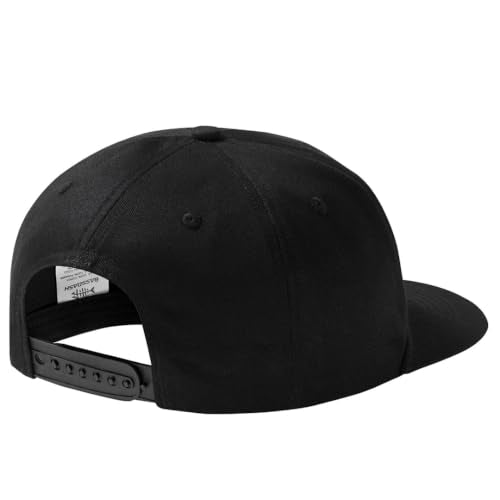 BASSDASH Embroidered Soft Top Flat Brim Duck Hat Snapback Cap for Hunting, Fishing, and Outdoor Activities - color: Black/Largemouth Bass