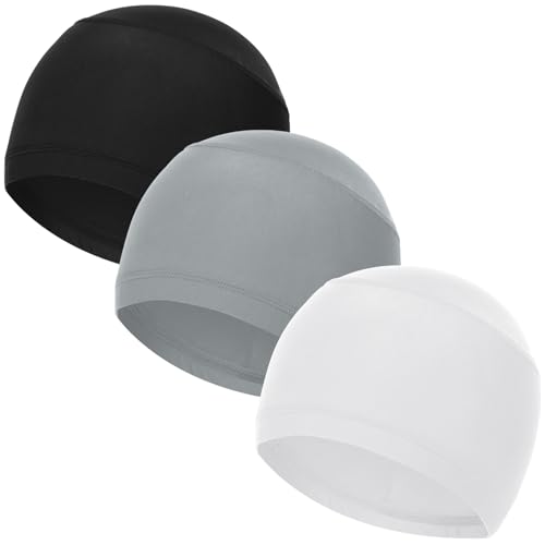 Cooling Skull Caps Helmet Liner Hard Hat Sweat Liner Motorcycle Cycling Cap - color: 3pcs (Black+light Gray+white)