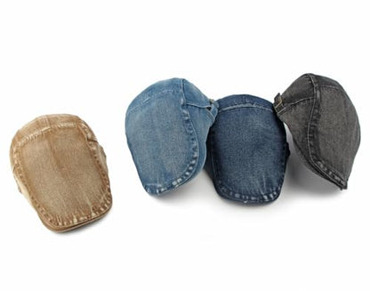 Cotton Newsboy Cap,Breathable Ivy Gatsby Cabbie Beret Hat for Men's Women Driving Hunting Golf - color: Denim Medium Blue