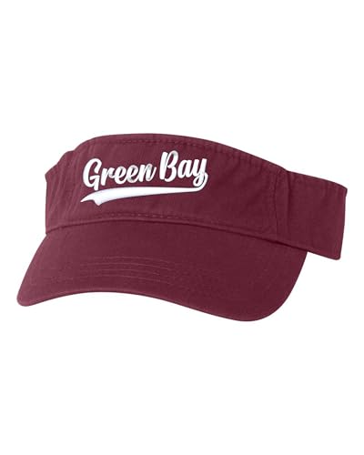 Go All Out City of Green Bay Wisconsin Fashion Script Bucket Ponytail Visor Embroidered Cap Dad Hat - color: Maroon