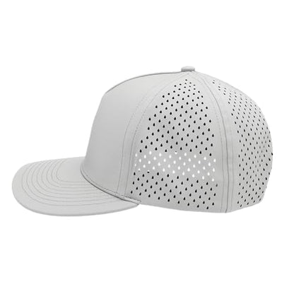 Gilbert Performance 5‑Panel Snapback Hat – Adjustable Flat Bill Cap, Breathable Mesh, Water‑Repellent Fabric, Unisex - color: Light Grey