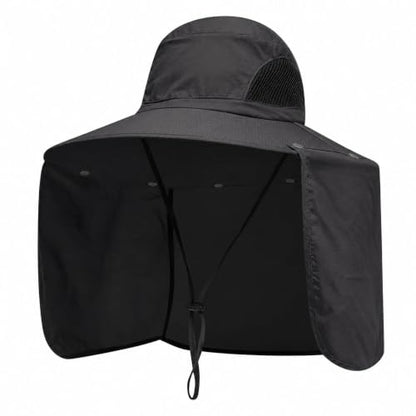 Sun Protection Hat with Neck Flap, Wide Brim Fishing Hat for Men and Women