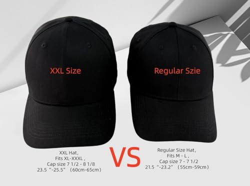 XL XXL 3XL Oversize Baseball Hat for Big Head Men – Adjustable Cotton Golf Ball Cap Fits Larger Sizes 7 3/8-8 1/8 - color: Charcoal