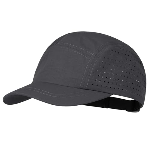 CLAPE 5 Panel Running Hat for Small Heads, Quick Dry Short Brim Cap - color: Bssd2575-grey