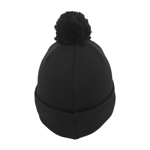 Pacific Headwear Unisex Adult Pacific Headwear Knit Fold Over Pom-pom Beanie - color: Black, size: One Size