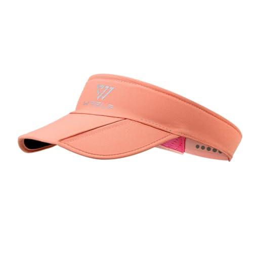WRELS Visor Sun Hat for Kids Women Men,Adjustable Packable Sports Cap with Sweatband(46-60cm) - color: Coral, size: Large