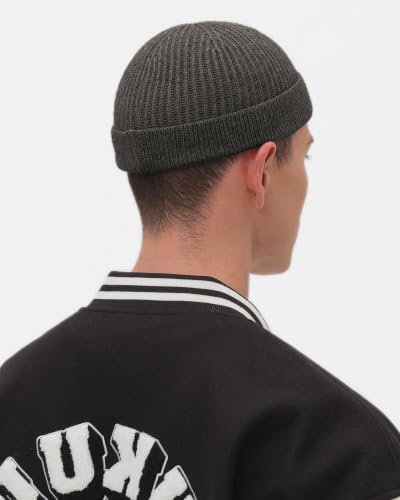 Short Beanie for Men Women, Wool Knit Cuff Winter Fisherman Hats - color: 1pcs-dark Gray