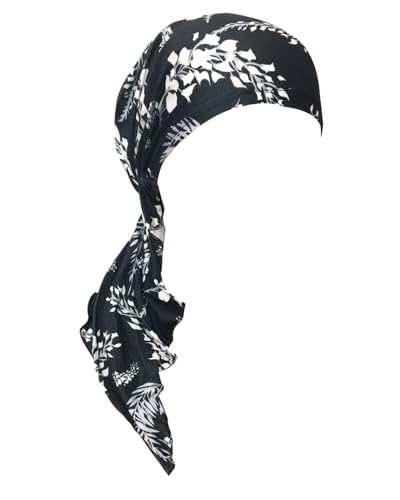 Chemo Headwear for Women Pre-Tied Head Scarf Coverings Scarves - color: Black Flower