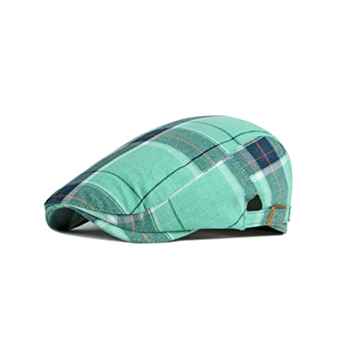 WITHMOONS Adjustable Colorful Plaid Flat Cap Newsboy Cabbie Gatsby Golf Beret Hat YZ30109 - color: Green