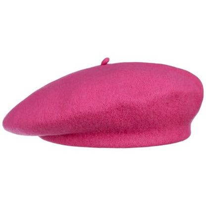 Women's Beret Cashmere Wool French Hat Made in EU Women Autumn Winter - color: Pink, size: 6 7/8