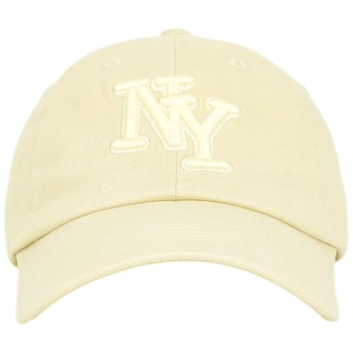 NY 3D Embroidered Dad Hat - New York Baseball Cap - color: Cream Cream