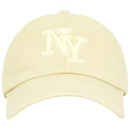 NY 3D Embroidered Dad Hat - New York Baseball Cap - color: Cream Cream