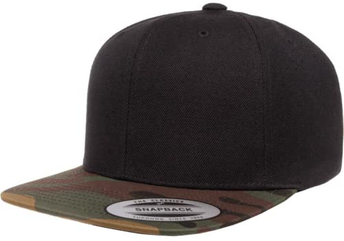 Mrlahat 6089 Yupoong Yp by Flexfit 6-Panel Structured Flat Visor Classic Snapback Cap with Black Bandana - color: Black / Camo