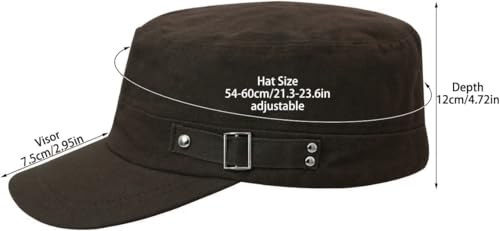 Army Cadet Cap for Men Women Military Flat Top Cap Baseball Caps - color: Coffee