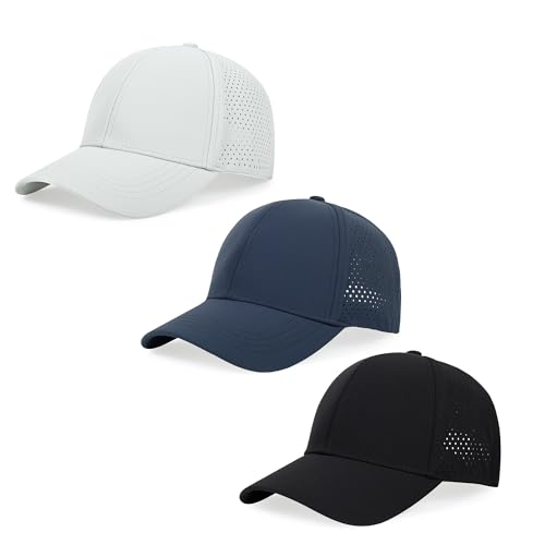 Quick Dry Baseball Cap Curved Brim Snapback Hat Mesh for Men Women - color: Black+navy+lightgrey