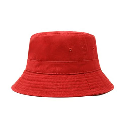 Hot Summer Bucket Hat - Trendy Cotton Sun Hat for Beach, Golf, Fishing - color: Red