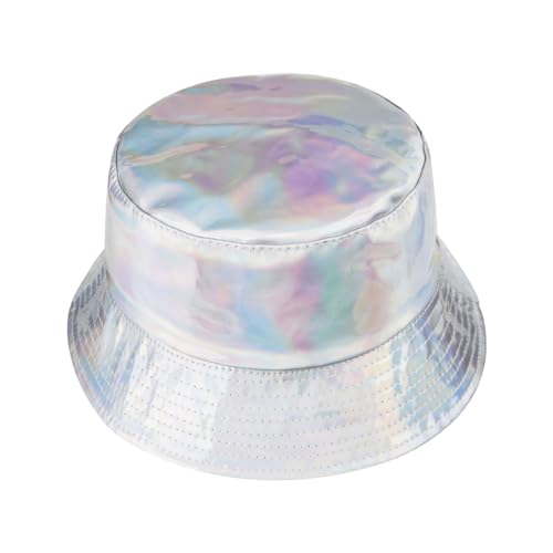 Unisex Black Bucket Hat Waterproof Rain Hat Reversible Shiny Rave Bucket Hat for Concert Festival - color: B3: Silver