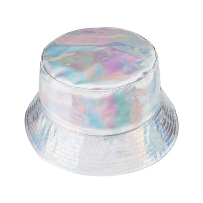 Unisex Black Bucket Hat Waterproof Rain Hat Reversible Shiny Rave Bucket Hat for Concert Festival - color: B3: Silver