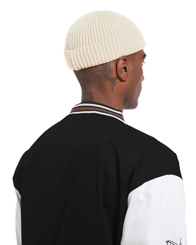 Short Fisherman Beanie for Men Women Wool Fleece Lined Winter Hat - color: 1pcs-beige