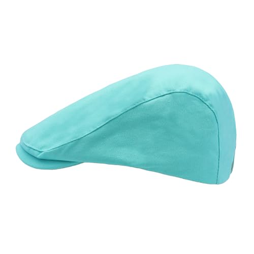 ZLYC Men Summer Flat Cap Scally Ivy Gatsby Newsboy Beret Driver Hat - color: Solid Blue
