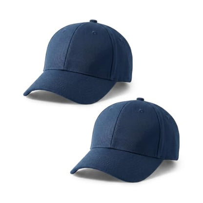 2-Pack Classic Structured Baseball Cap Adjustable Snapback Ball Caps - color: Navy