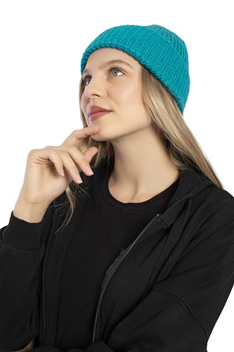 Seamless Beanie Cap, Acrylic Unisex Winter Beanie - color: Teal