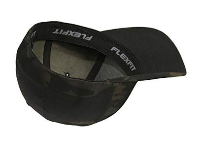 The Blackout American Flag 6277 Flex Fitted Baseball Cap - Custom Embroidered Black USA Flag Flex-Fitted Baseball hat - color: Black Multicam, size: Small-Medium