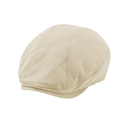 POUDAY Men's Cotton Newsboy Cap Flat Cap Newsboy Hat for Men Cabbie Hat Breathable Soft Summer Hat for Driving Hunting Golf - color: Beige, size: Medium