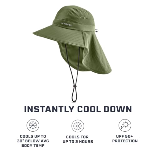 Cooling Sun Defender Sun Hat, UPF 50 UV Protection for Men Women, Wide Brim Outdoor Hat for Hiking, Fishing, Beach, Gardening - color: Bronze Green