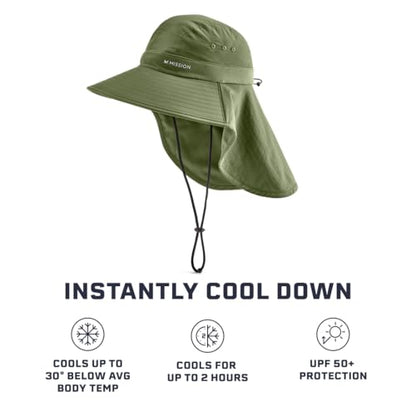 Cooling Sun Defender Sun Hat, UPF 50 UV Protection for Men Women, Wide Brim Outdoor Hat for Hiking, Fishing, Beach, Gardening - color: Bronze Green