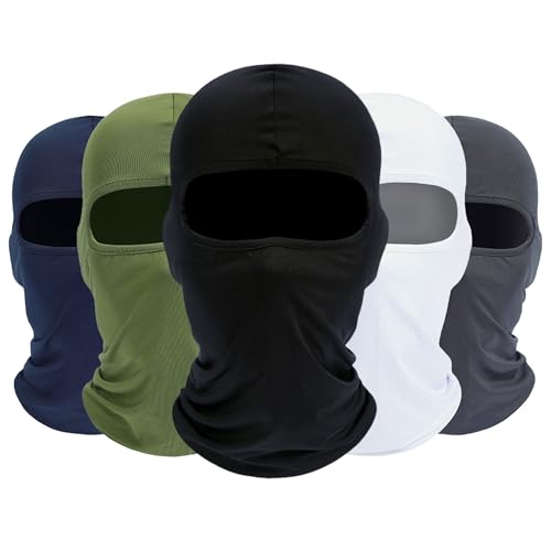 ROXUN Balaclava Ski Mask, 5 Pack Neck Gaiter Motorcycle Summer Cooling - color: Black+white+navy Blue+army Green+dark Gray
