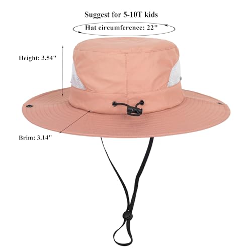 Kids Sun Hat with UV Protection Beach Bucket hat Safari Boonie Cap - color: Pink