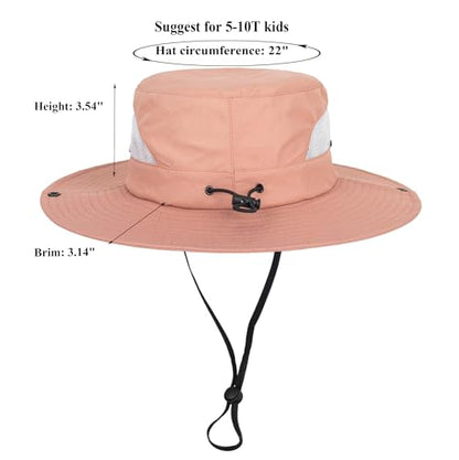 Kids Sun Hat with UV Protection Beach Bucket hat Safari Boonie Cap - color: Pink