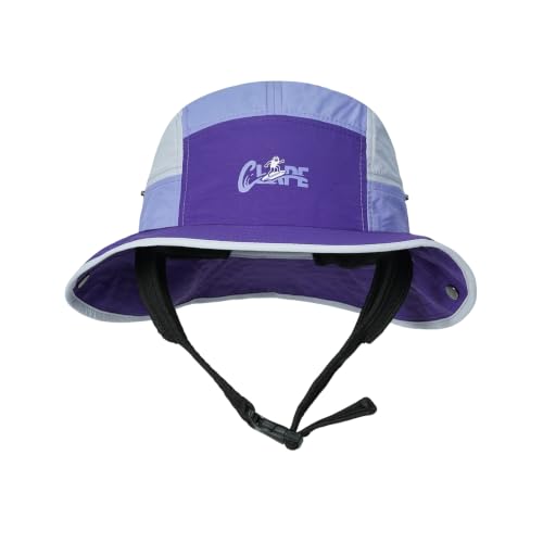CLAPE Surf Bucket Hat with Chin Strap, Waterproof UPF 50+ Surfing Hat Packable Brimmed Boonie Hat for Women Men - color: Sh2507a-purple