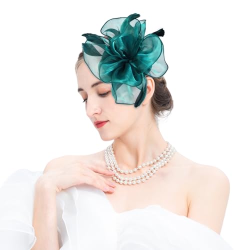 2025 Derby Hair Clip for Women Fascinators Hats for Women Outfits Tea Party Wedding Fascinator Headband - color: Green