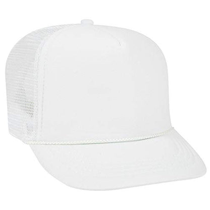 OTTO Polyester Foam Front Youth 5 Panel High Crown Trucker Hat - color: White