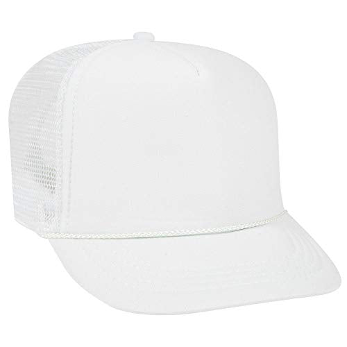 OTTO Polyester Foam Front Youth 5 Panel High Crown Trucker Hat - color: White